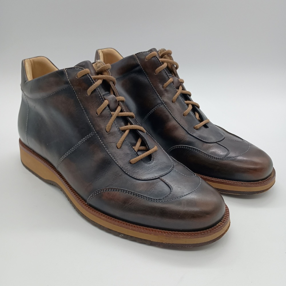 Sutor Mantellassi Mens Brown Leather Mid Top Sneakers Made in Italy Size 9 Shoes